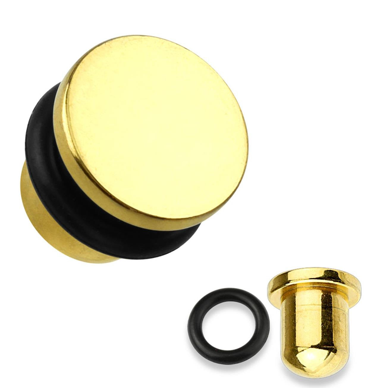Ohrplug Flat TOP Ohrpiercing Ohrschmuck Chirurgenstahl Tunnel Sattelverschluss Single Flair Schwarz Gold Regenbogen 1,6-8mm