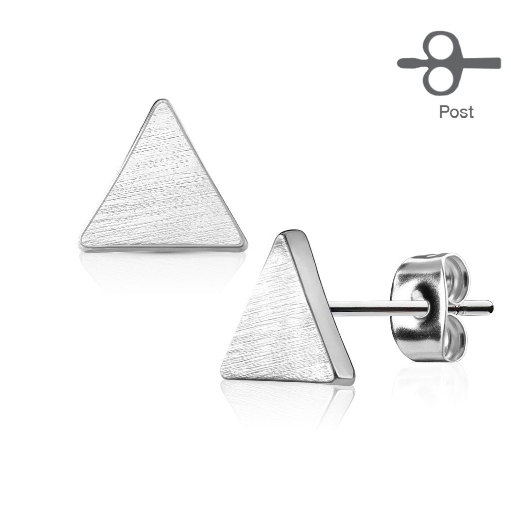1 Paar Ohrringe Set Stecker Edelstahl Chirurgenstahl Dreieck gebürstet silber roségold gold
