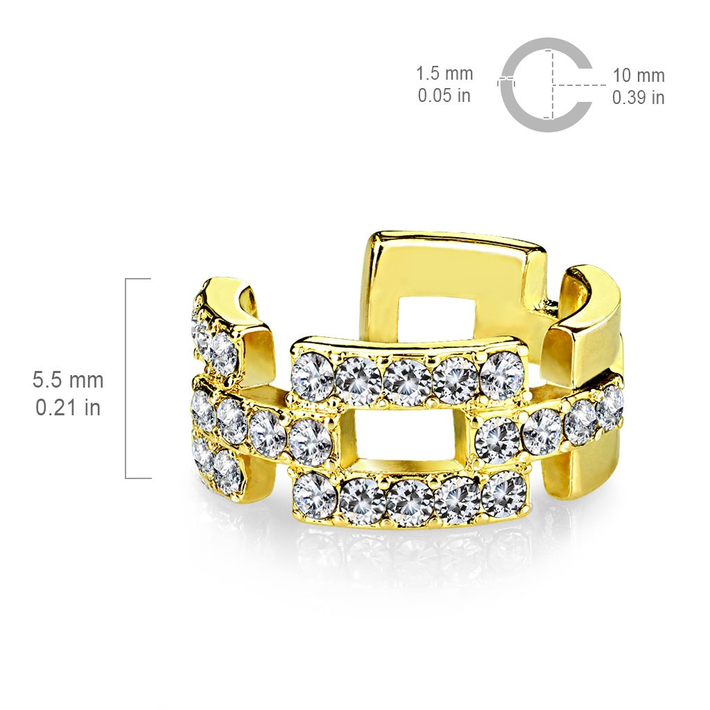 Ohrklemme GLITZERNDE ZIRKONIA VIERECKE clear Ohrringe Ohrclip Fake-Piercing Messing Silber Gold Roségold