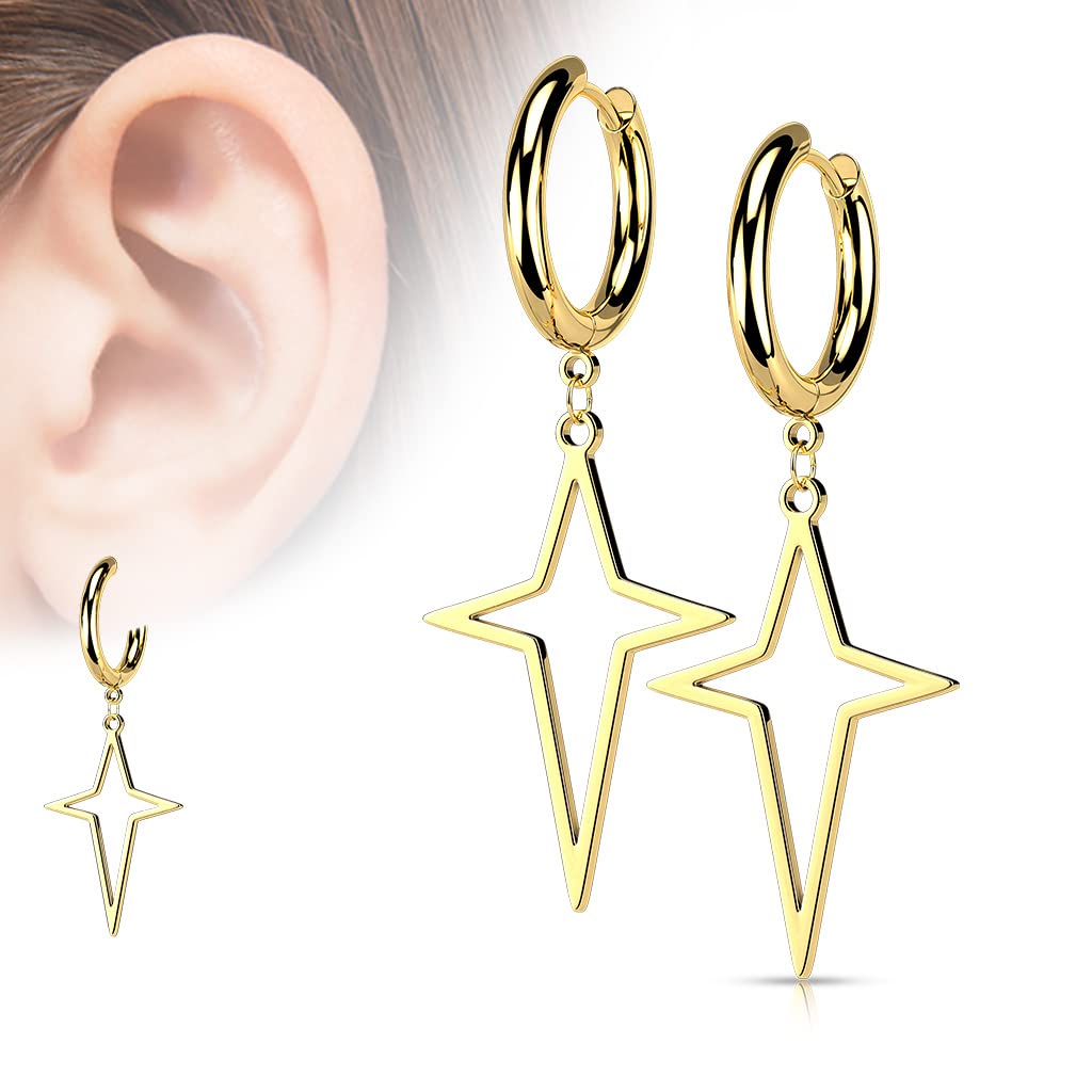 1 Paar Damen Creolen Ohrhänger Stern-Anhänger Ohrringe Ohrstecker Silber Gold Schwarz