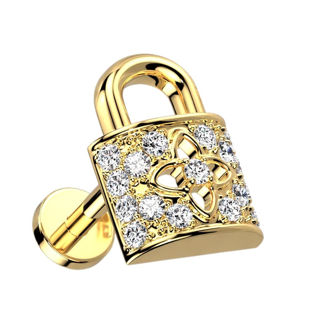 Knorpel Ohrstecker Schloss Silber Gold Roségold Pavé Zirkonia Clear Piercings Chirurgenstahl Schraubverschluss Stab 6/8mm lang
