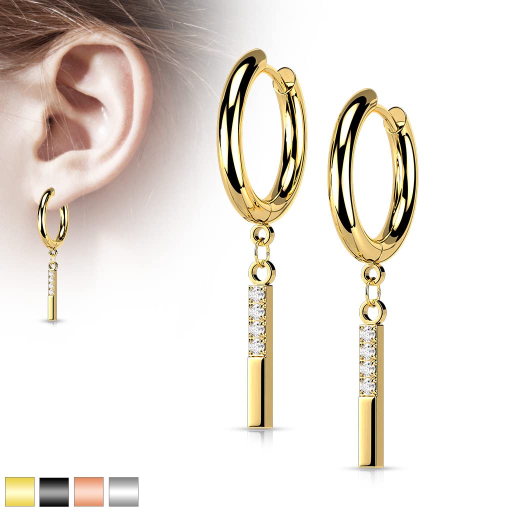 1 Paar Damen Creolen Ohrhänger Anhänger 4 Zirkonia Clear Ohrringe Ohrstecker Silber Gold Schwarz Roségold