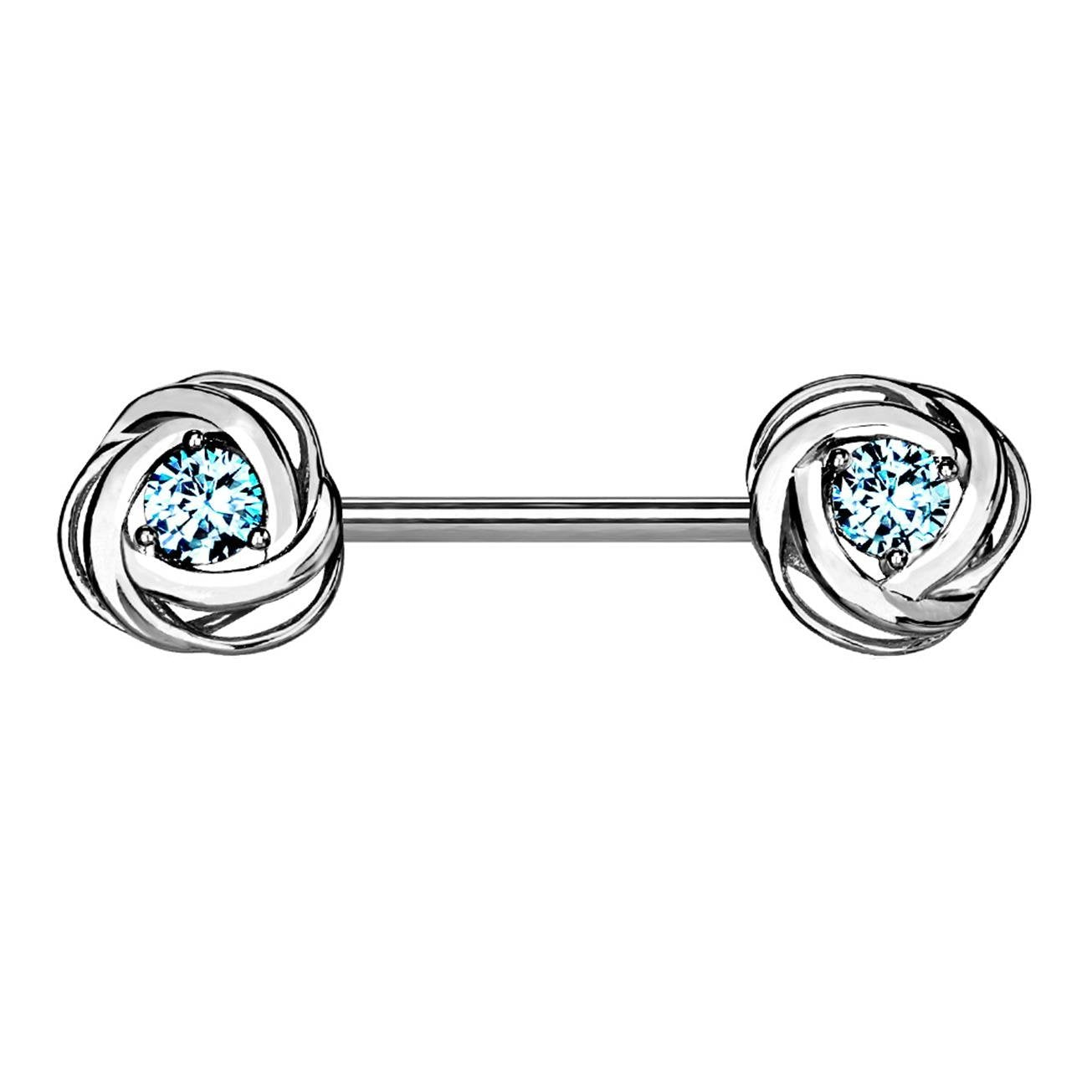 Brustwarzenpiercing 2 ZIRKONIA Rosen Brustpiercing Nippelpiercing Edelstahl Silber Roségold Gold Stab 1,6mm 14mm