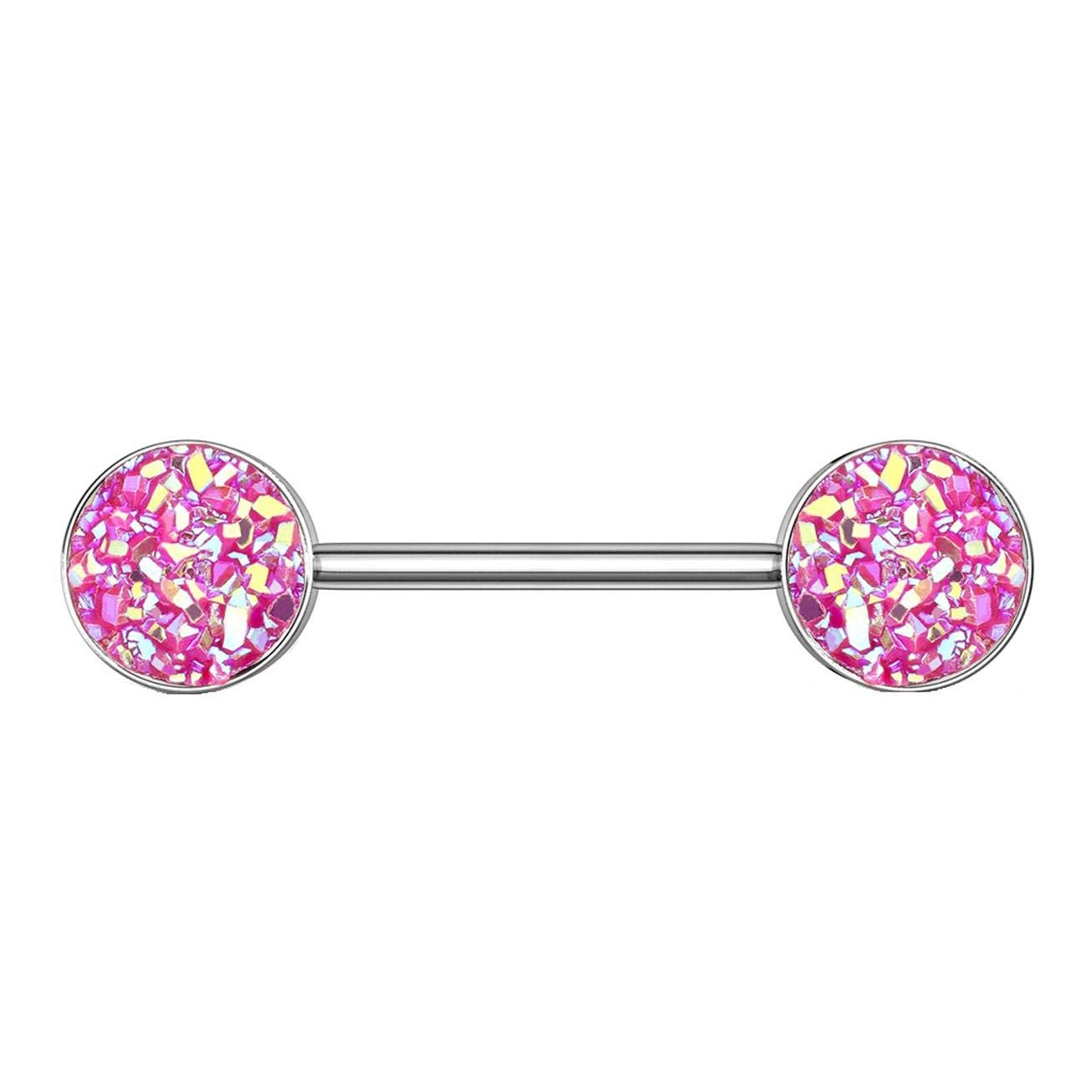 Brustwarzenpiercing Glitzer Steine Brustpiercing Nippelpiercing Chirurgenstahl Silber Multicolor Stab 1,6/14mm Stein 9mm