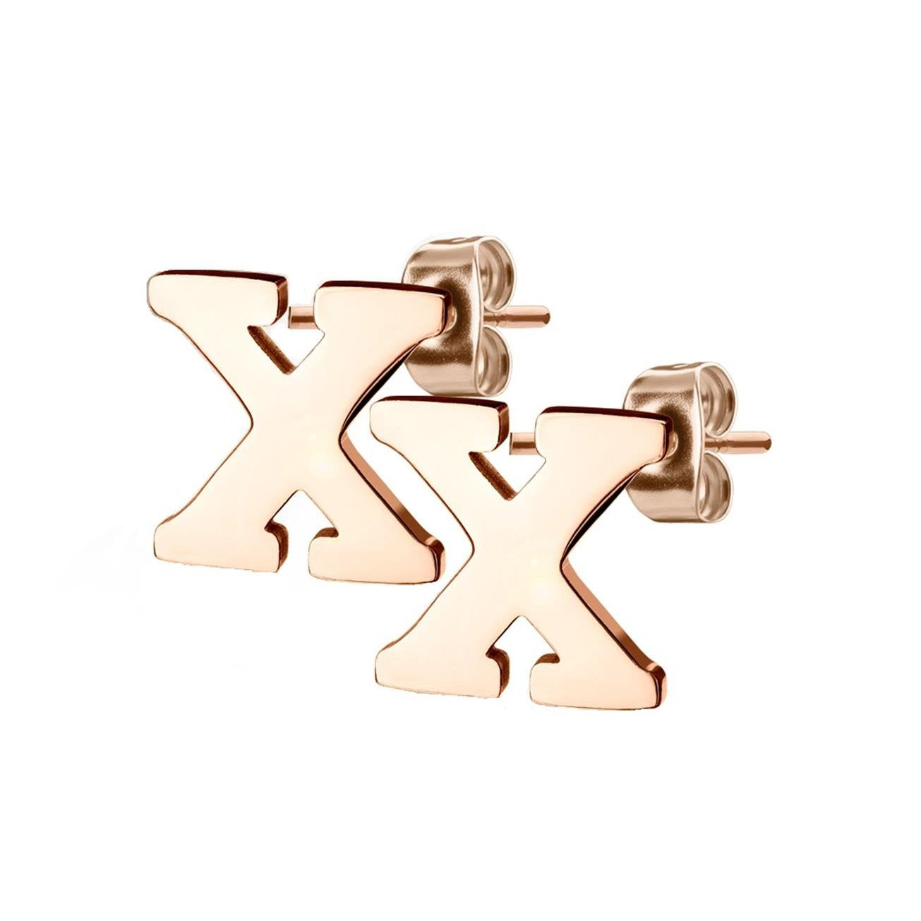 1 Paar Ohrstecker ALPHABET INITIALEN e Ohrringe Schmuck Set Edelstahl Silber Roségold