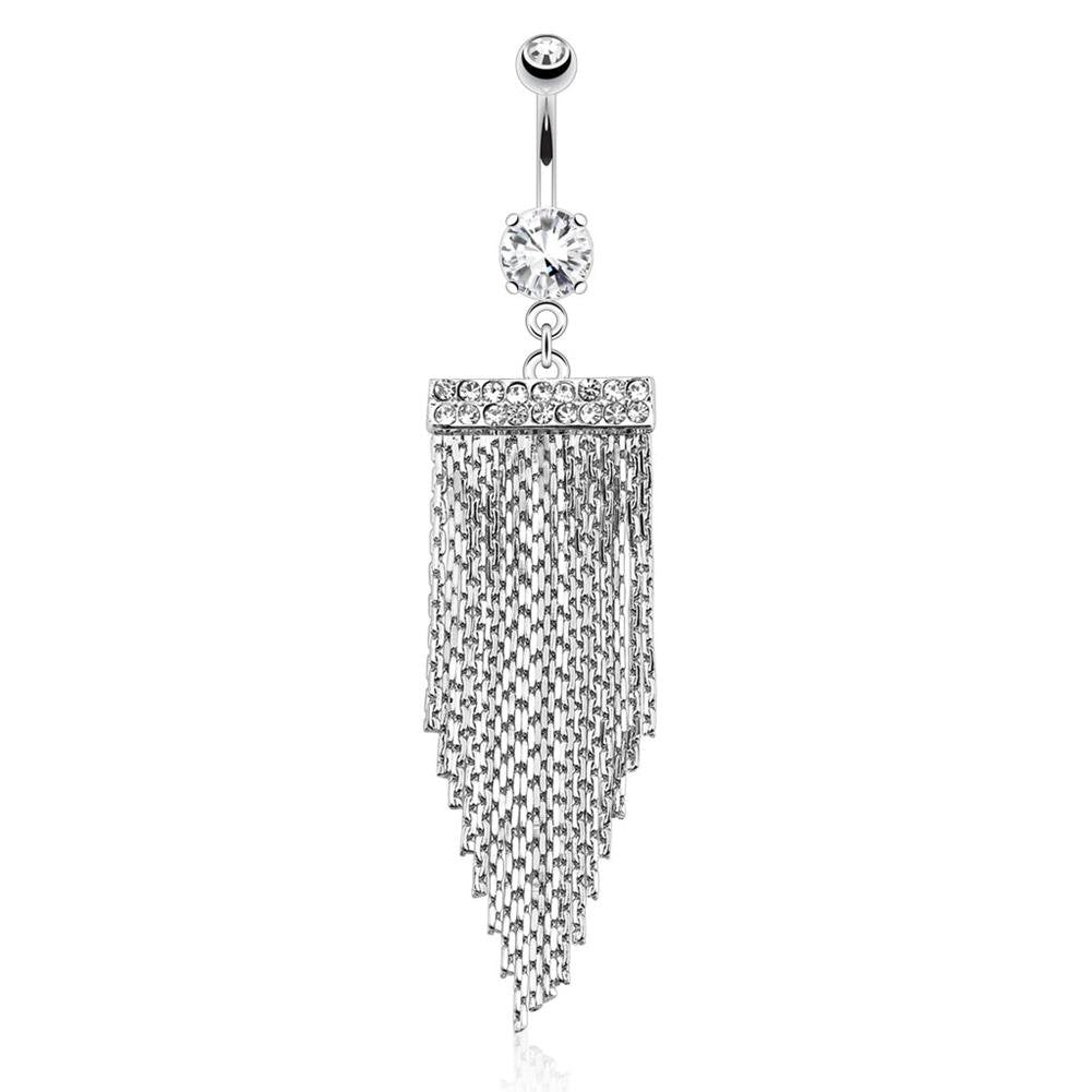 Bauchnabelpiercing Lange Anhänger Tropfen Blumen Rebe 1,6mm 10mm Stab Nabelpiercing Edelstahl Chirurgenstahl Bananabell Zirkonia