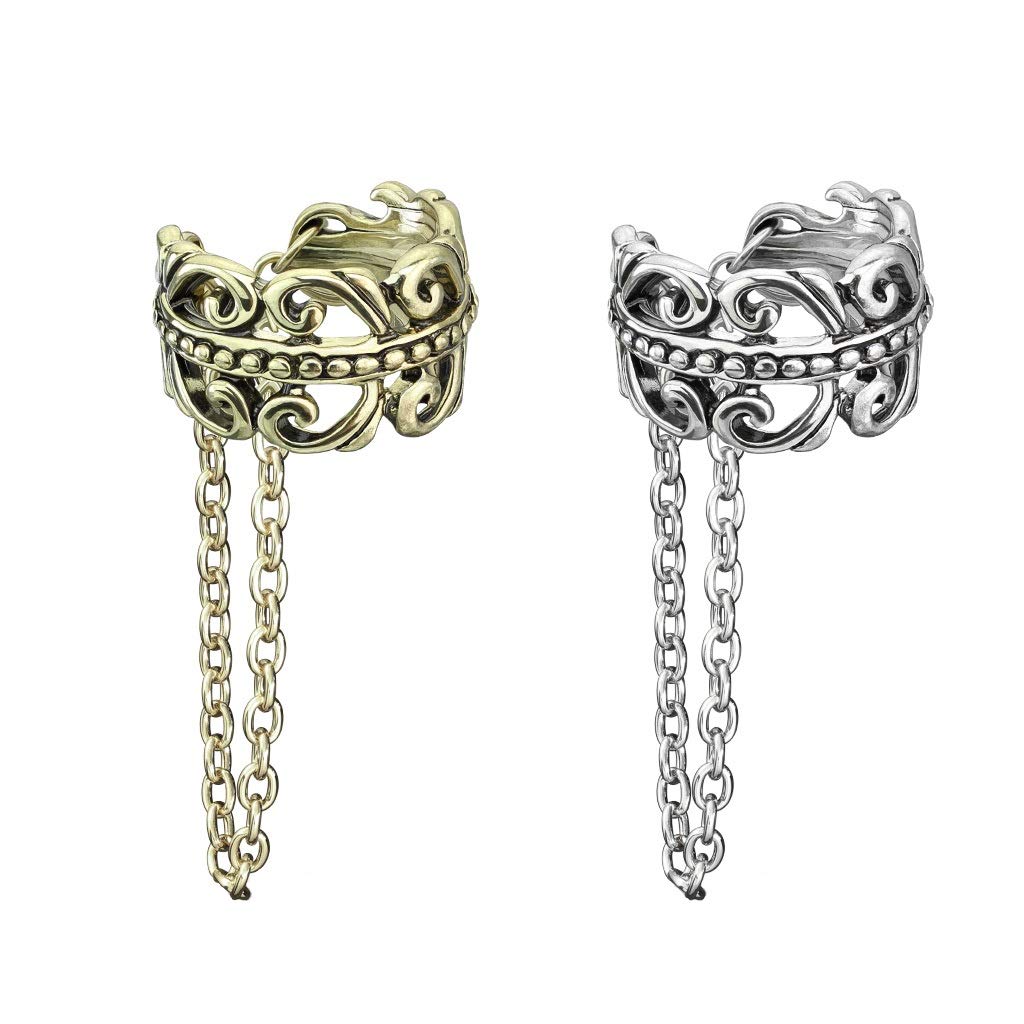 Ohrklemme KELTISCHES HERZ KETTEN-ANHÄNGER Ohrringe Ohrclip Fake-Piercing Messing Silber Gold