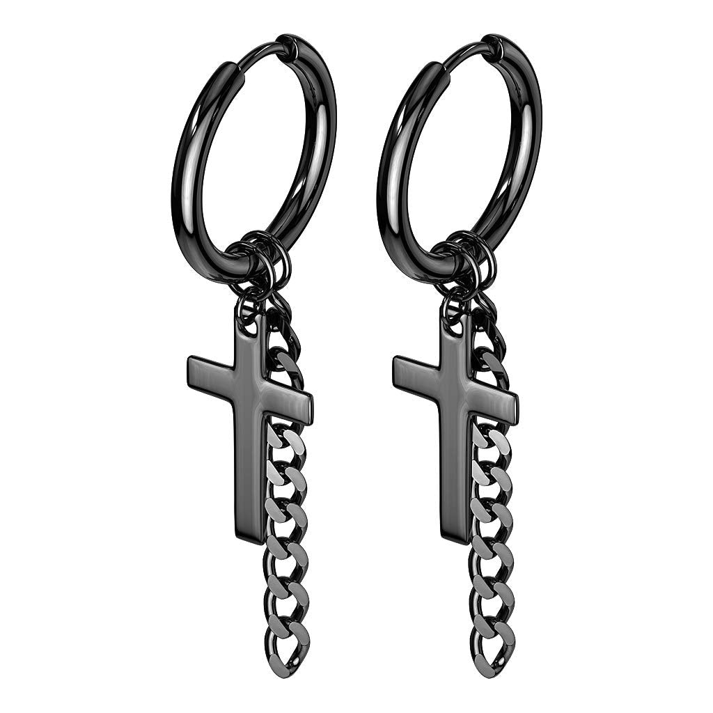 1 Paar Damen CREOLEN KREUZ KETTEN ANHÄNGER Ohrringe Ohrstecker Chirurgenstahl Multicolor