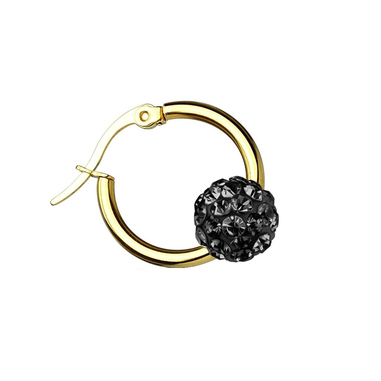 Damen 1 Paar Creolen KRISTALL-KUGEL Ohrringe Schmuck Ohrstecker Chirurgenstahl Gold Multicolor