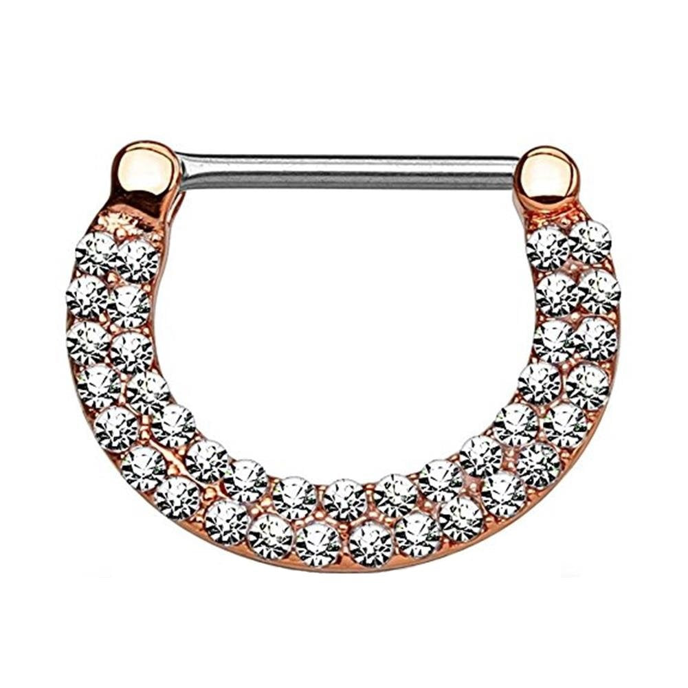 beyoutifulthings Bogen ZIRKONIA-Reihen Brustwarzenpiercing Intimpiercing Brustpiercing Edelstahl Gold Silber ROSÉ 1,2mm/1,6mm 12mm klick-Verschluss