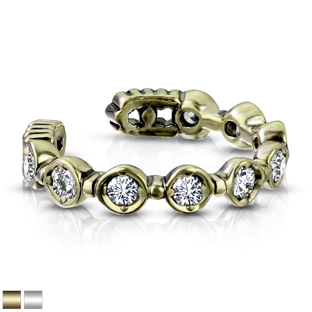 Ohrklemme ZIRKONIA REIHE clear Ohrringe Ohrclip Fake-Piercing Messing Silber Gold