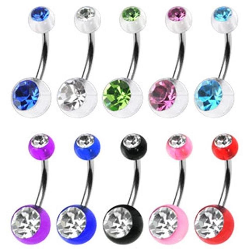 Bauchnabelpiercing 1,6mm 11mm Nabelpiercing Chirurgenstahl Bananabell Acryl-Ball Zirkonia Silber