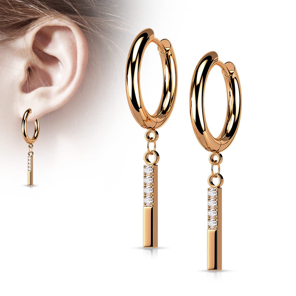 1 Paar Damen Creolen Ohrhänger Anhänger 4 Zirkonia Clear Ohrringe Ohrstecker Silber Gold Schwarz Roségold