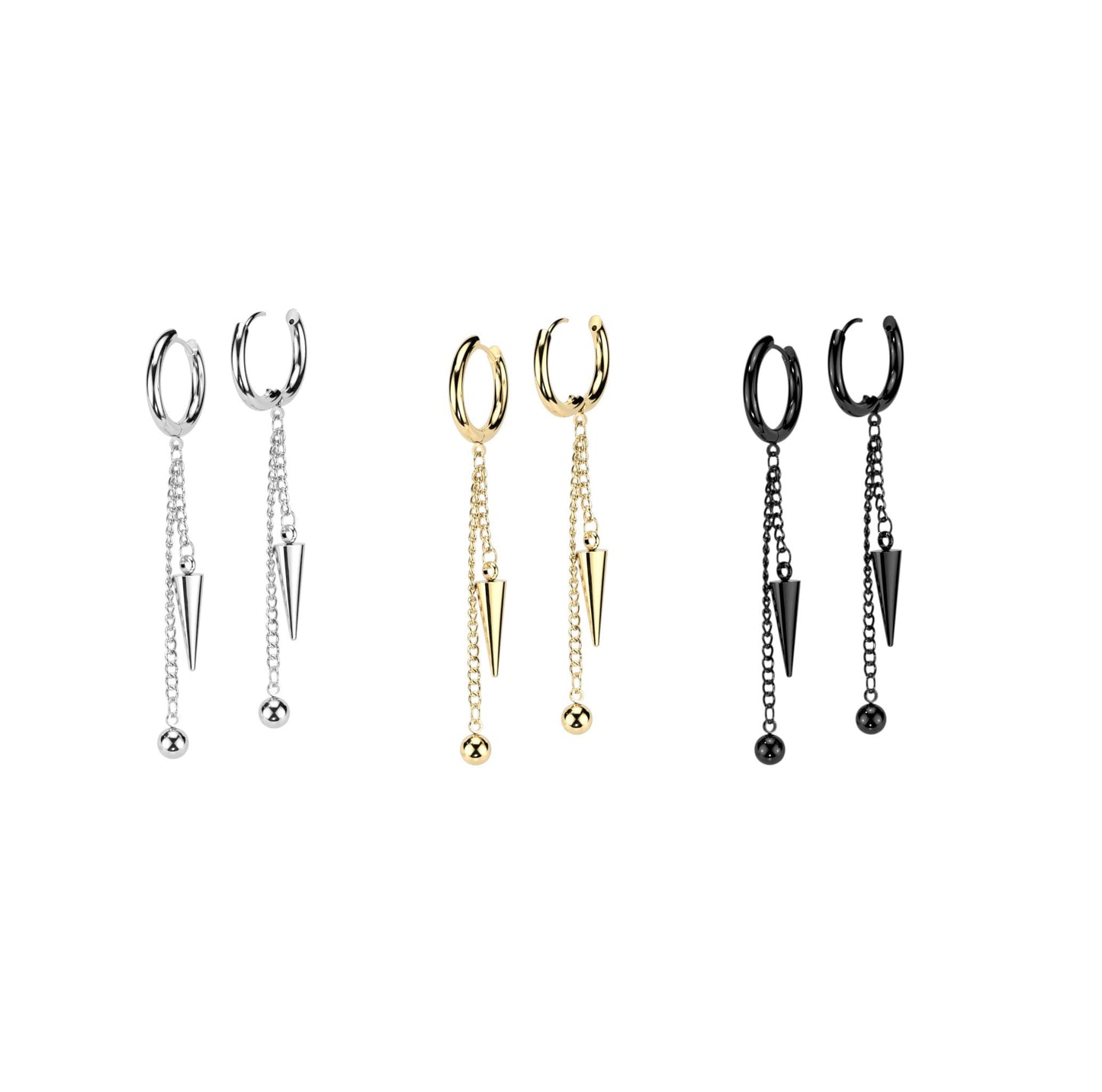 1 Paar Damen Creolen Ohrhänger Kugel ZapfenKettenanhänger Ohrringe Ohrstecker Silber Gold Schwarz