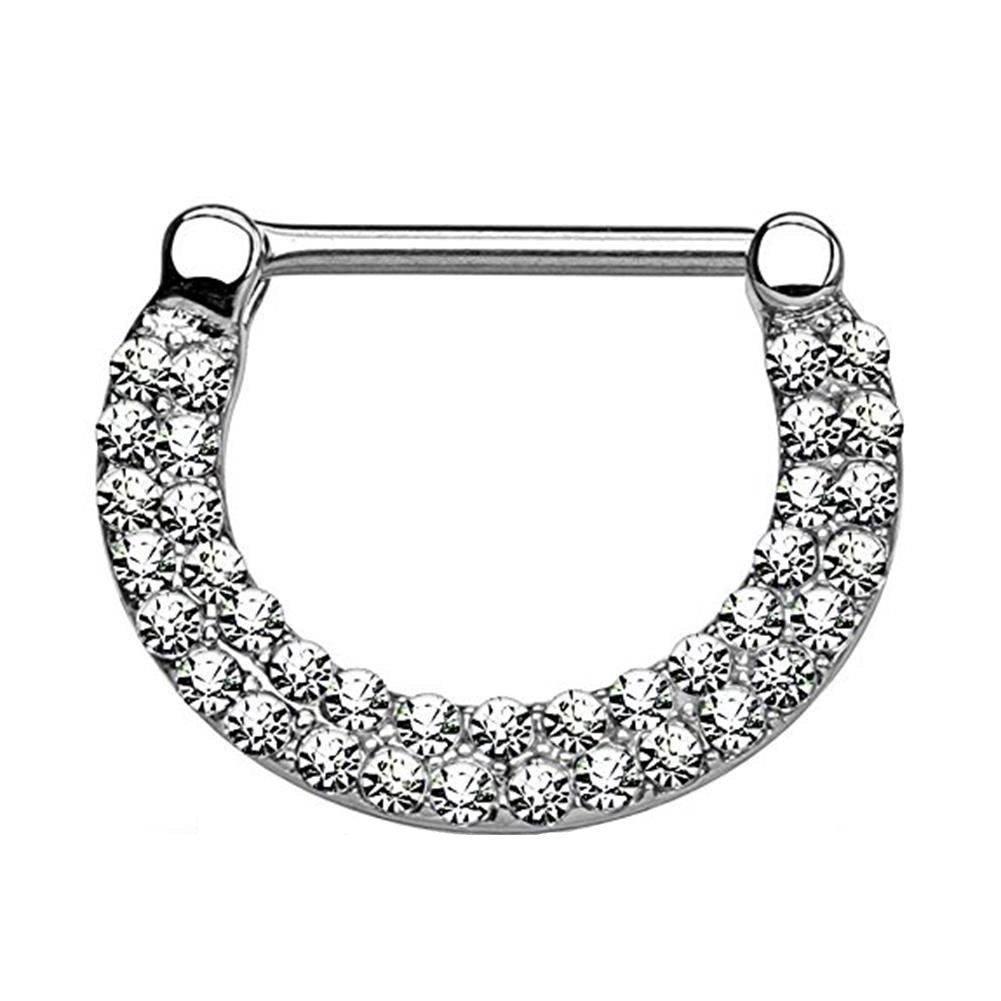 beyoutifulthings Bogen ZIRKONIA-Reihen Brustwarzenpiercing Intimpiercing Brustpiercing Edelstahl Gold Silber ROSÉ 1,2mm/1,6mm 12mm klick-Verschluss