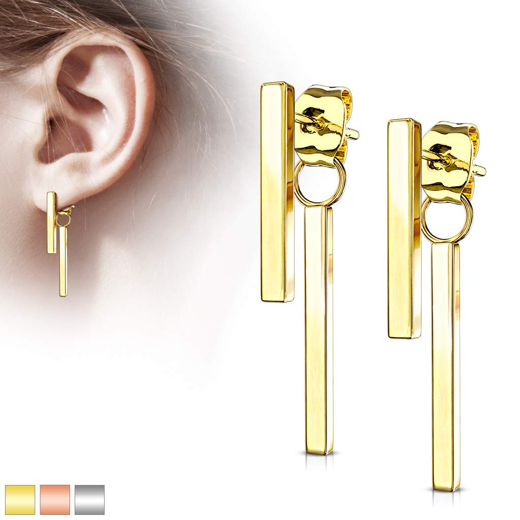 1 Paar Damen Ohrstecker Balken Anhänger Ohrringe Chirurgenstahl Silber Gold Roségold