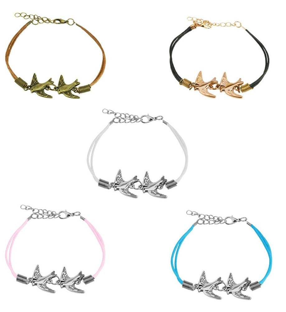 Wickelarmband TAUBEN Länge 250mm Breite 2,88mm verstellbar Karabinerverschluss Kunstleder Edelstahl Seil Unisex