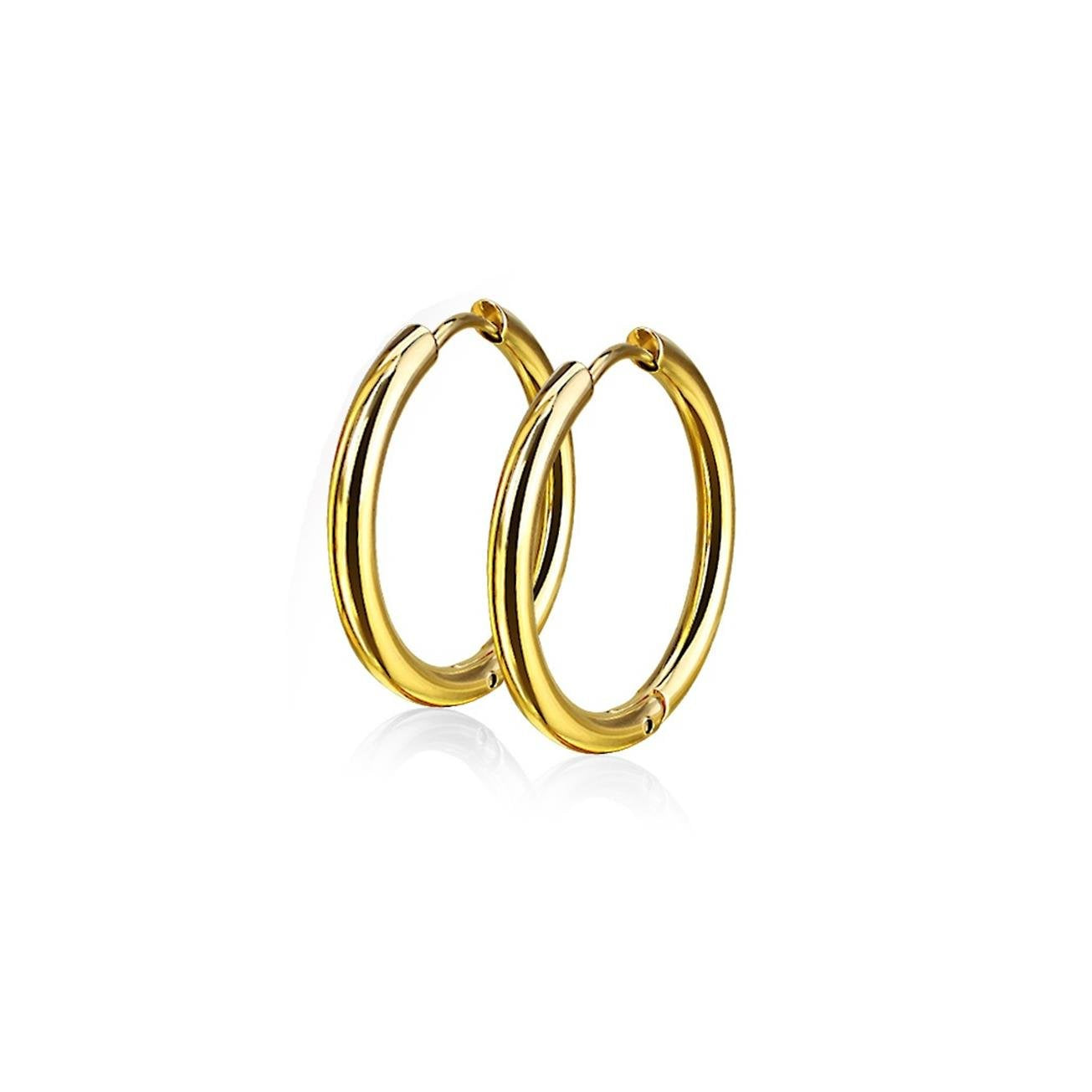 Damen 1 Paar Creolen Ohrringe Set Chirurgenstahl Klickverschluss Seamless Line blau schwarz silber regenbogen gold 10mm -20mm Länge
