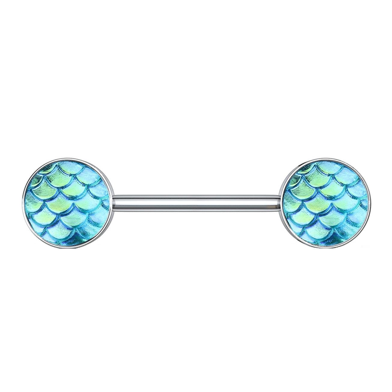 Brustwarzenpiercing Fisch-Schuppen Design Brustpiercing Nippelpiercing Edelstahl Silber Multicolor Stab 1,6mm 14mm