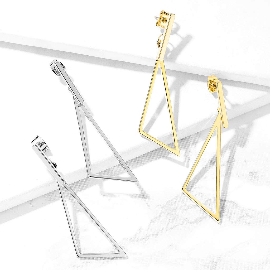 1 Paar Damen Ohrstecker Balken Anhänger Triangel Ohrringe Chirurgenstahl Steckerverschluss Silber Gold