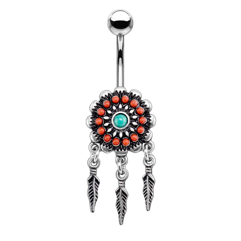 Bauchnabelpiercing AZTEKEN-Design Nabelpiercing Chirurgenstahl Bananabell Gold Silber viele Farben Stab 1,6/10mm