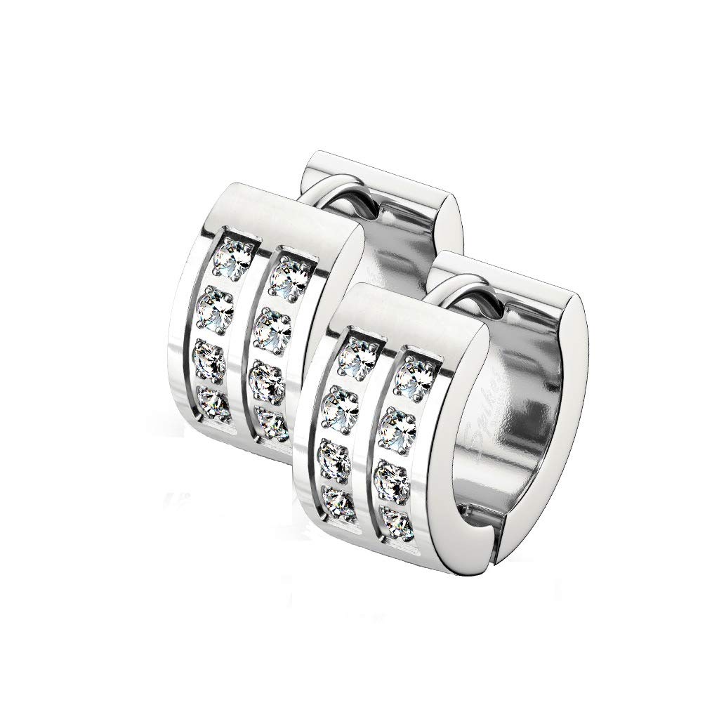 1 Paar Damen CREOLE 8 Zirkonia Clear Ohrringe Ohrstecker Chirurgenstahl Gold Schwarz Roségold Silber 7mm