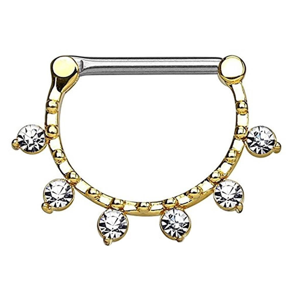 beyoutifulthings Bogen FILIGRAN Brustwarzenpiercing Intimpiercing Brustpiercing ZIRKONIA Opal Edelstahl Gold Silber ROSÈ 1,6mm 12mm KLICKVERSCHLUSS