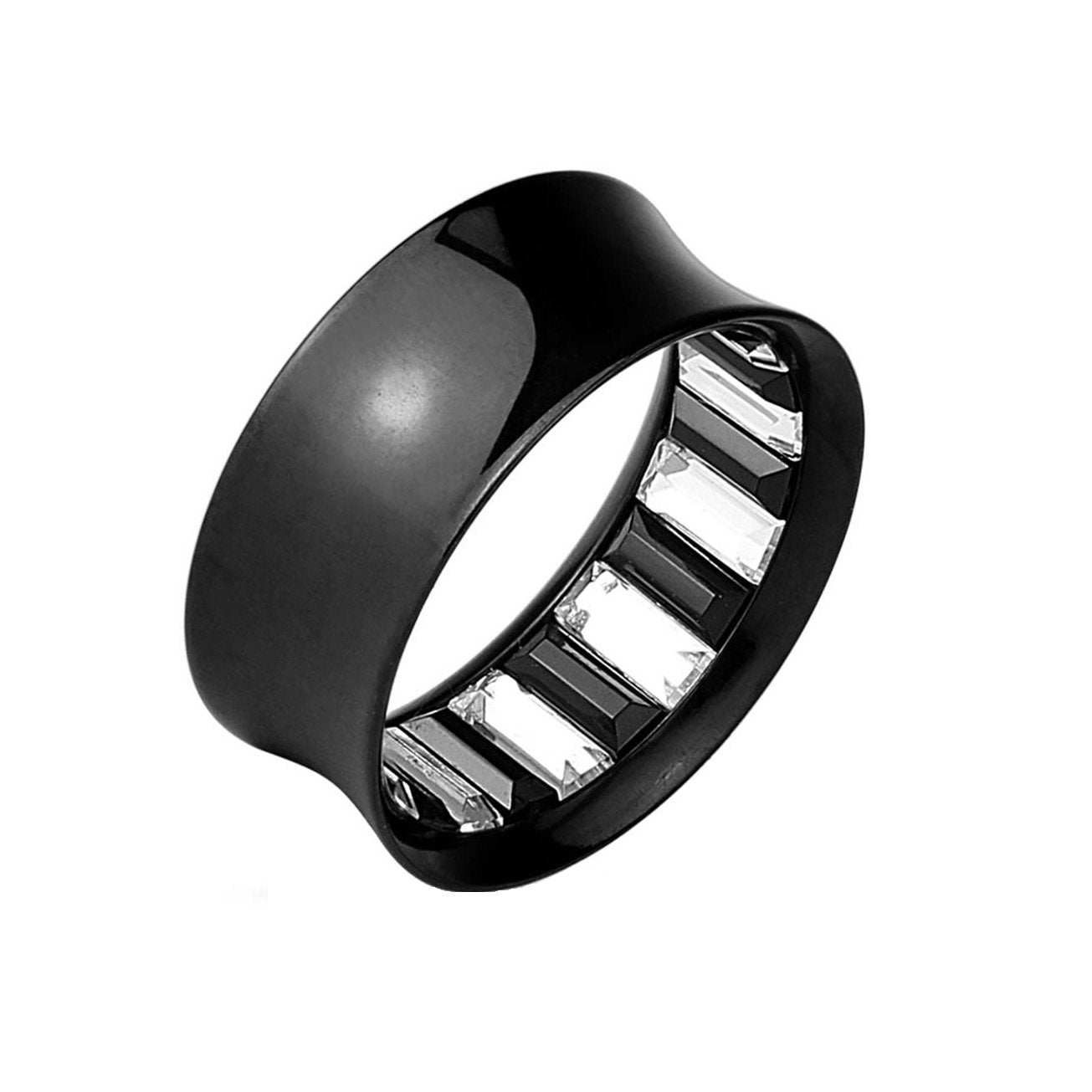 Ohrtunnel Glitzer-Steine Kristalle Ohrpiercing Ohrschmuck Chirurgenstahl Plug Sattelverschluss Silber Gold Schwarz Clear 8-25mm