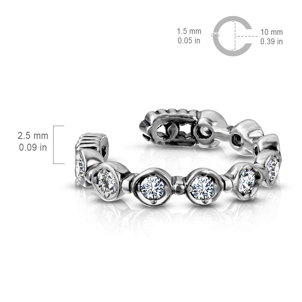 Ohrklemme ZIRKONIA REIHE clear Ohrringe Ohrclip Fake-Piercing Messing Silber Gold