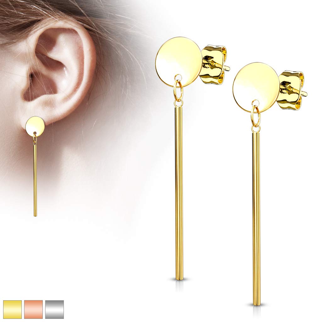 1 Paar Damen Ohrstecker Runde Platte Anhänger Balken Ohrringe Chirurgenstahl Silber Gold Roségold