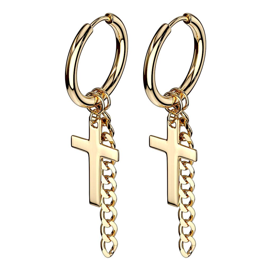 1 Paar Damen CREOLEN KREUZ KETTEN ANHÄNGER Ohrringe Ohrstecker Chirurgenstahl Multicolor