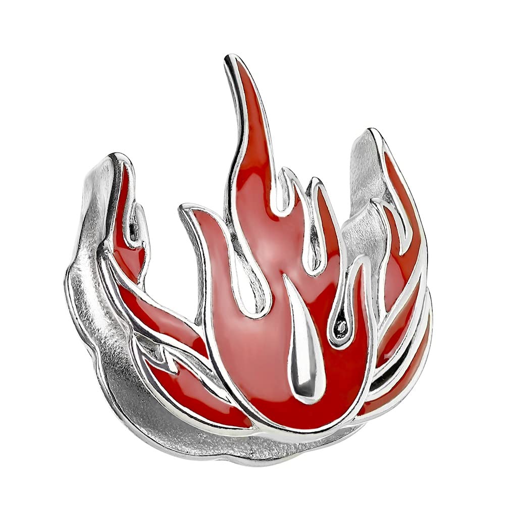 Ohrplug Silber Rote Flammen Chirurgenstahl Ohrpiercing Ohrschmuck Tunnel Sattelverschluss 10-25mm