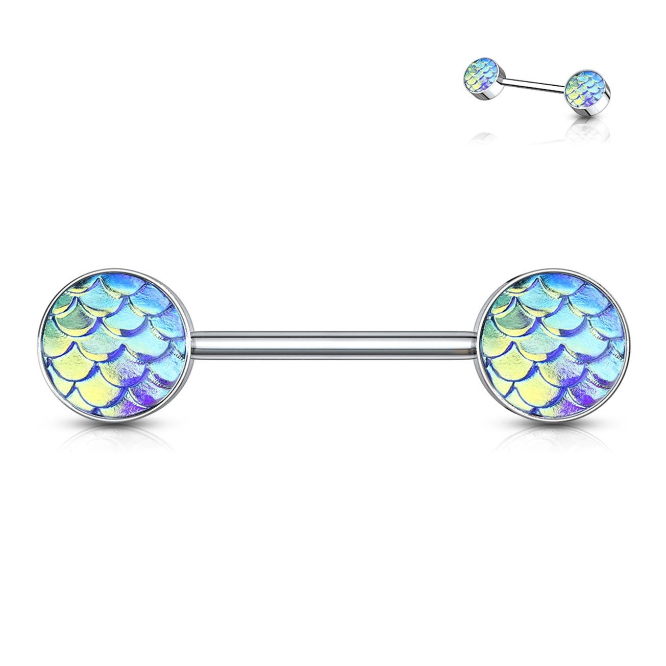 Brustwarzenpiercing Fisch-Schuppen Design Brustpiercing Nippelpiercing Edelstahl Silber Multicolor Stab 1,6mm 14mm