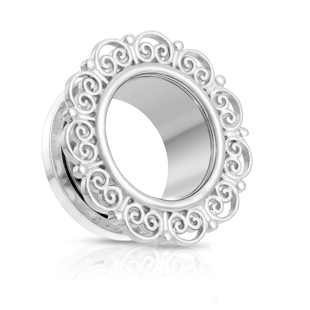 Ohrtunnel Filigrane Herzen Silber Ohrpiercing Edelstahl Ohrschmuck Screw Fit Flesh Plug Schraubverschluss 6-25mm