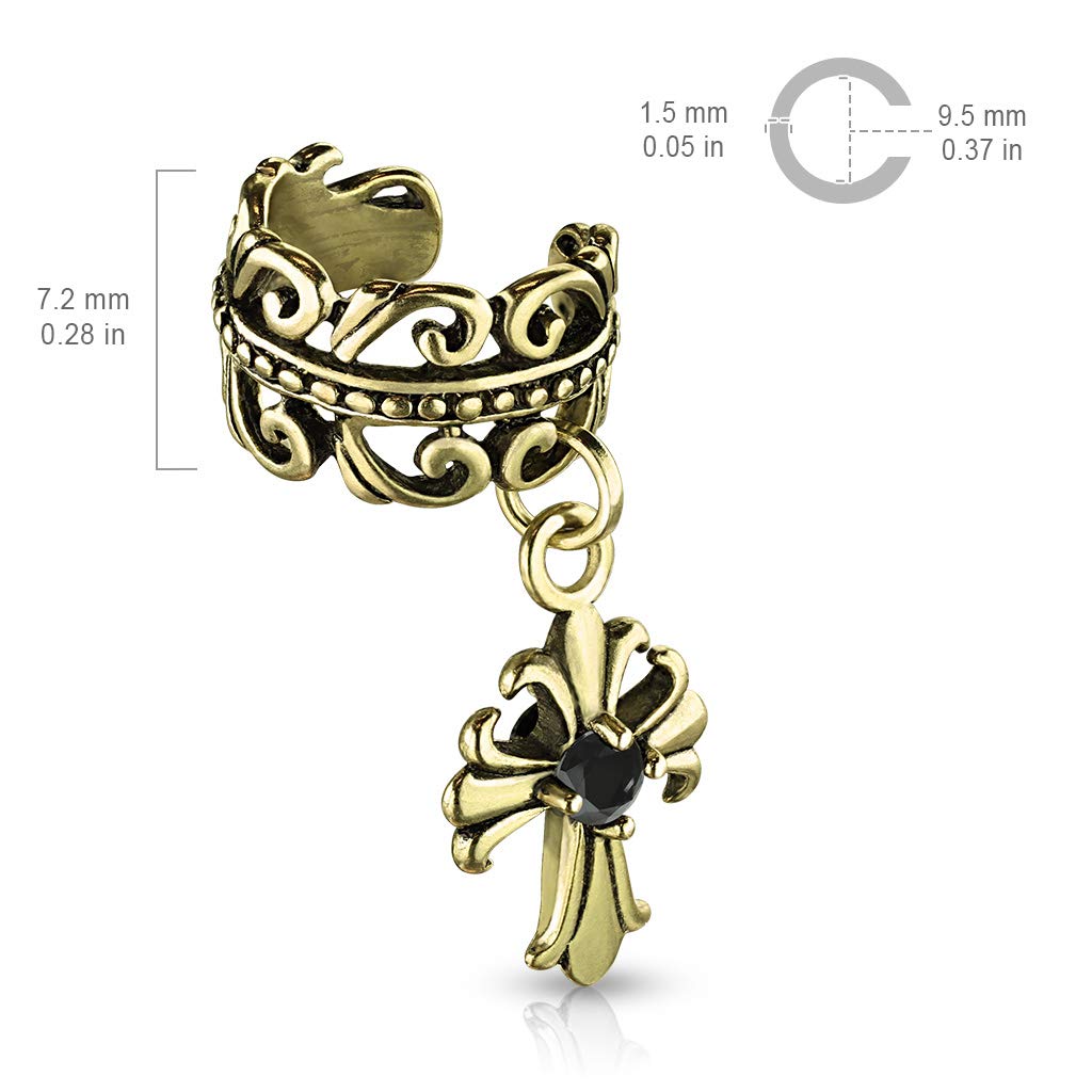 Ohrklemme KELTISCHES HERZ FLEUR DE LIS Kreuz Anhänger Ohrringe Ohrclip Fake-Piercing Messing Silber Gold