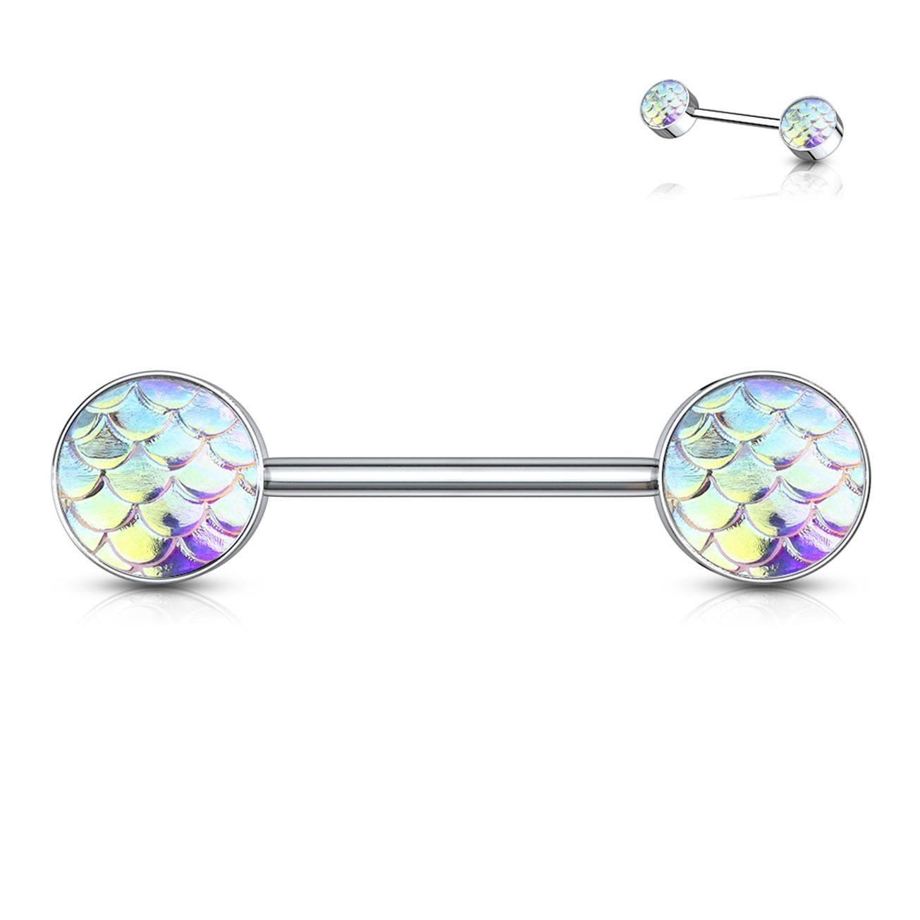 Brustwarzenpiercing Fisch-Schuppen Design Brustpiercing Nippelpiercing Edelstahl Silber Multicolor Stab 1,6mm 14mm
