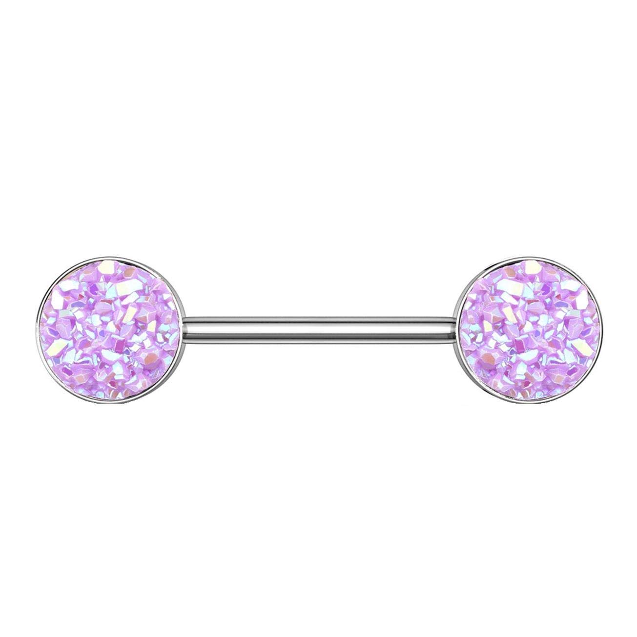 Brustwarzenpiercing Glitzer Steine Brustpiercing Nippelpiercing Chirurgenstahl Silber Multicolor Stab 1,6/14mm Stein 9mm