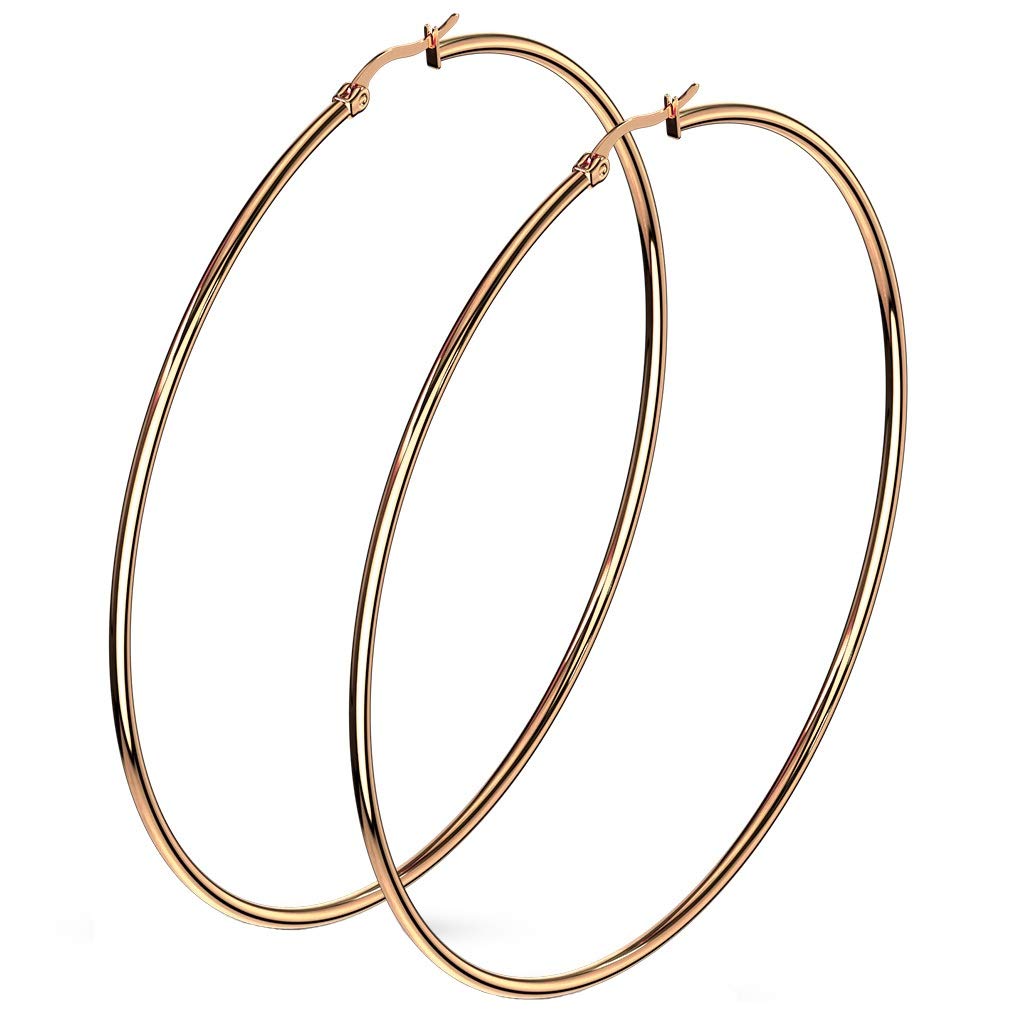 1 Paar Damen CREOLEN Ohrringe Ohrstecker Chirurgenstahl Roségold 10 15 20 25 30 35 40 45 50 55 60 65 70 75 mm