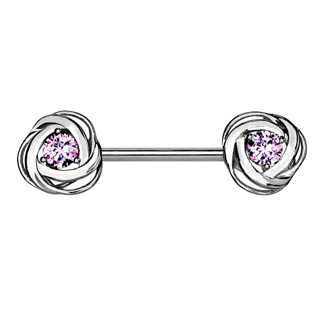 Brustwarzenpiercing 2 ZIRKONIA Rosen Brustpiercing Nippelpiercing Edelstahl Silber Roségold Gold Stab 1,6mm 14mm