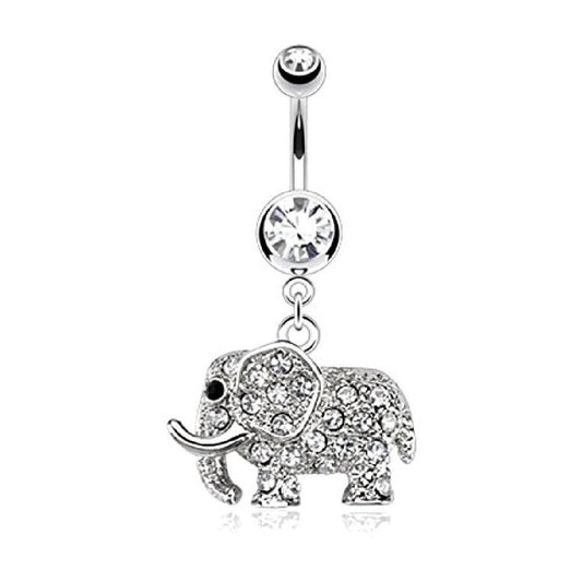 Bauchnabelpiercing Elefant Anhänger Stab 1,6mm 10mm Nabelpiercing Chirurgenstahl Bananabell Zirkonia Silber Pink Aqua Clear