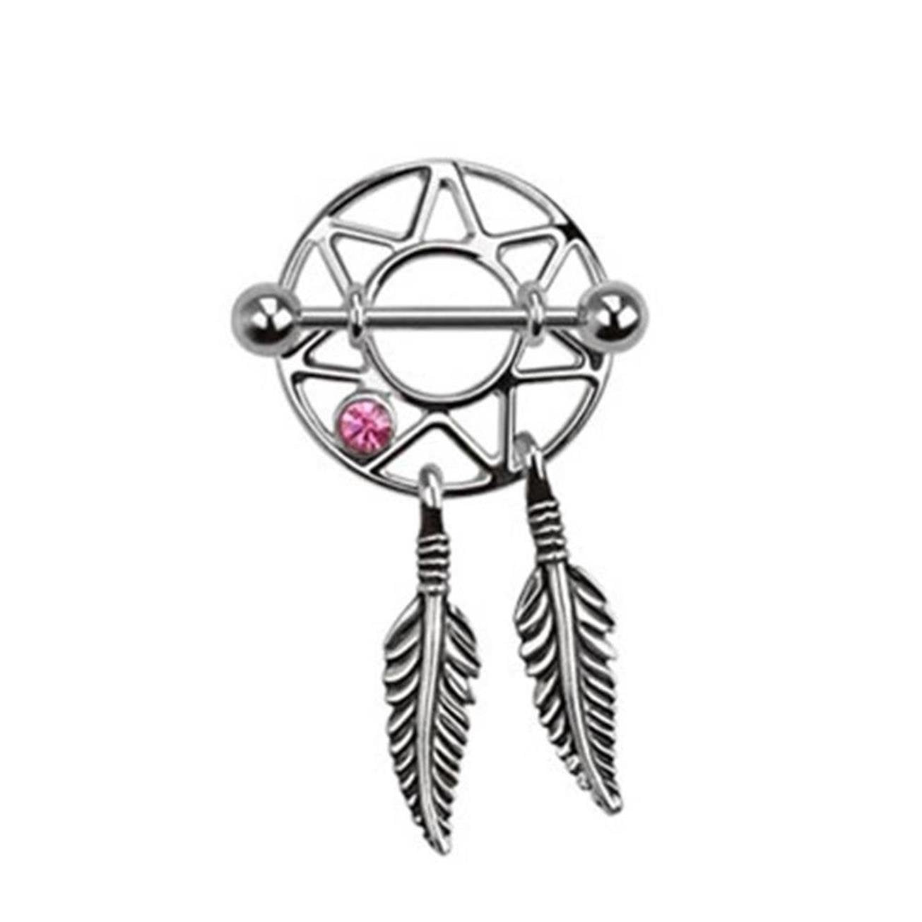 TRAUMFÄNGER ZIRKONIA Clear PINK Aqua Brustwarzenpiercing Intimpiercing Brustpiercing Nippelpiercing Edelstahl 1,6mm 19mm Silber