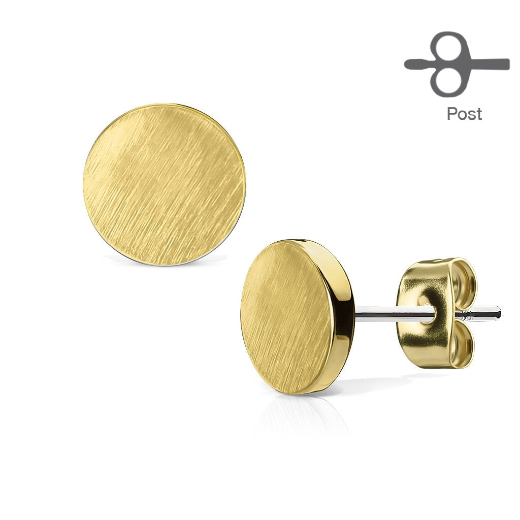 1 Paar Ohringe Ohrringe Set Stecker Edelstahl Chirurgenstahl Rund Round gebürstet Top silber roségold gold