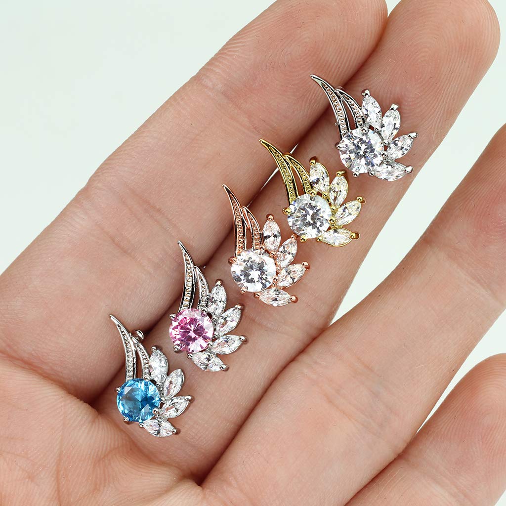 1 Paar ZIRKONIA ENGELS-FLÜGEL Ohringe Ohrringe Schmuck Ohrstecker Chirurgenstahl Silber Gold Roségold Multicolor