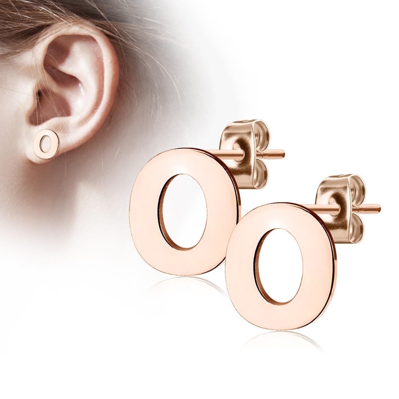 1 Paar Ohrstecker ALPHABET INITIALEN e Ohrringe Schmuck Set Edelstahl Silber Roségold