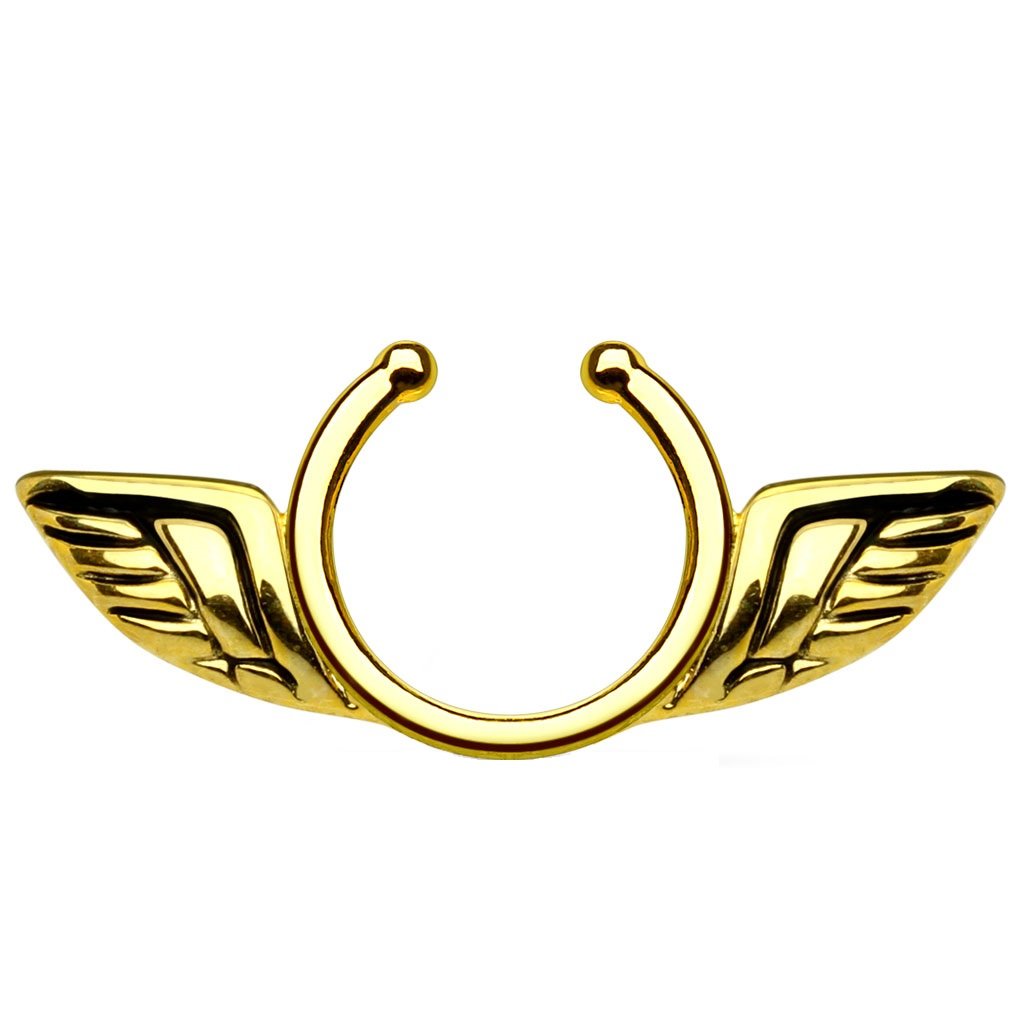 Brustwarzenpiercing Fake Engels-FLÜGEL Brustpiercing Clip ON Nippelpiercing Ring Chirurgenstahl Silber Roségold Gold