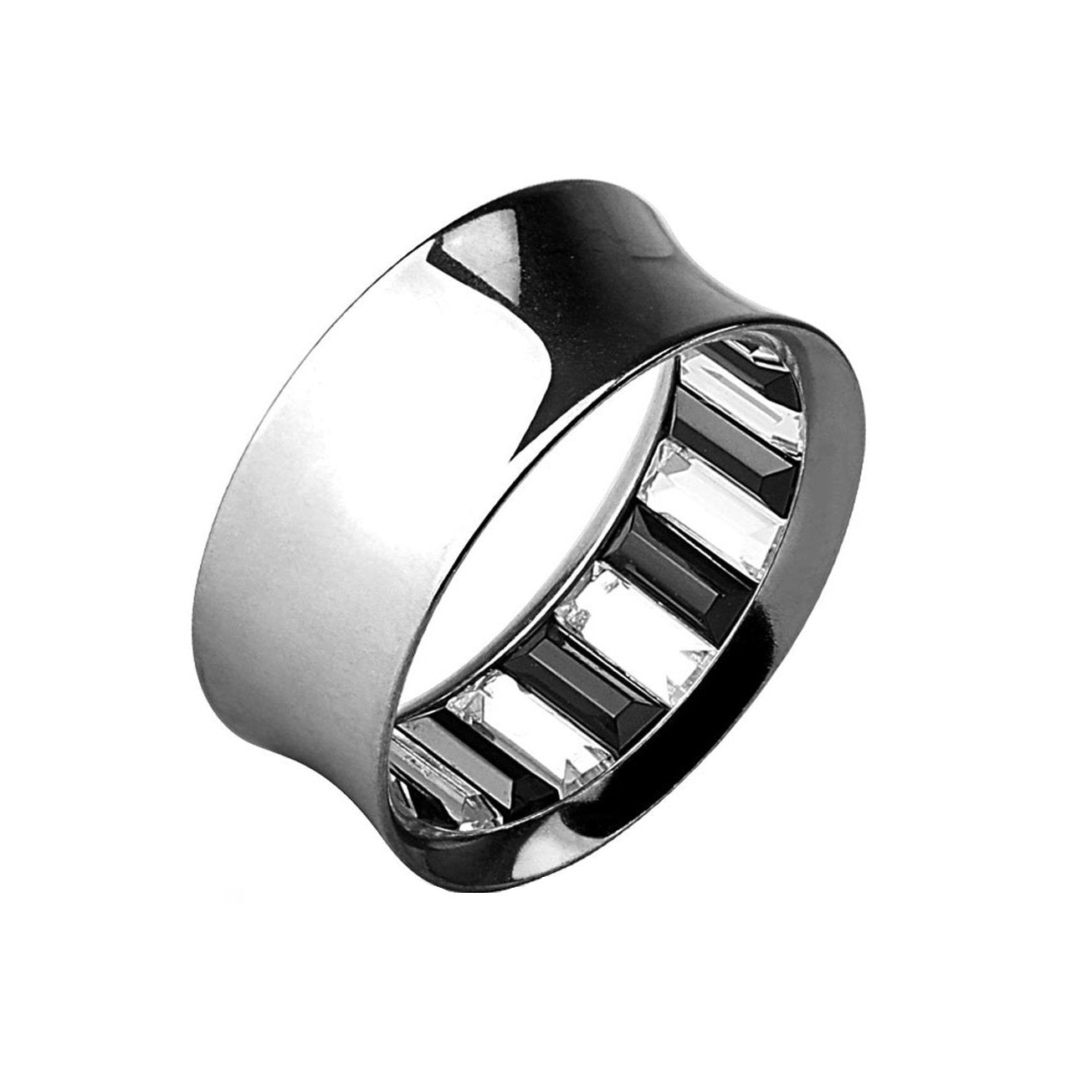 Ohrtunnel Glitzer-Steine Kristalle Ohrpiercing Ohrschmuck Chirurgenstahl Plug Sattelverschluss Silber Gold Schwarz Clear 8-25mm