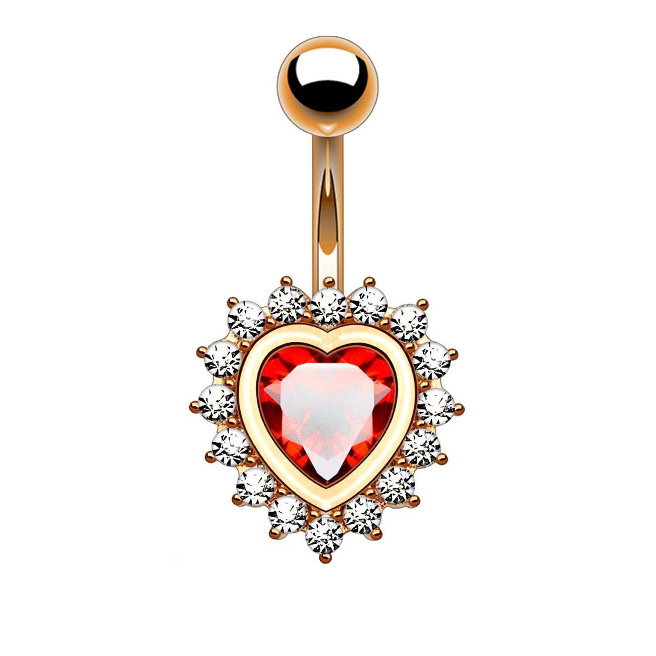 Bauchnabelpiercing ZIRKONIA Herz Nabelpiercing Chirurgenstahl Bananabell 14kt Vergoldet Silber Multicolor Stab 1,6/10mm