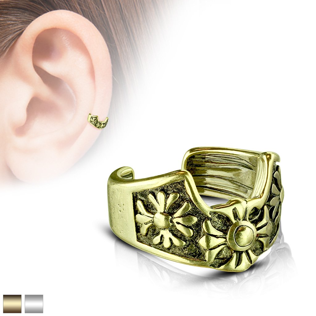 Ohrklemme FLEUR DE LIS KREUZ Ohrringe Ohrclip Fake-Piercing Messing Silber Gold