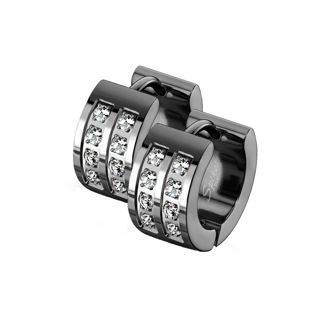 1 Paar Damen CREOLE 8 Zirkonia Clear Ohrringe Ohrstecker Chirurgenstahl Gold Schwarz Roségold Silber 7mm