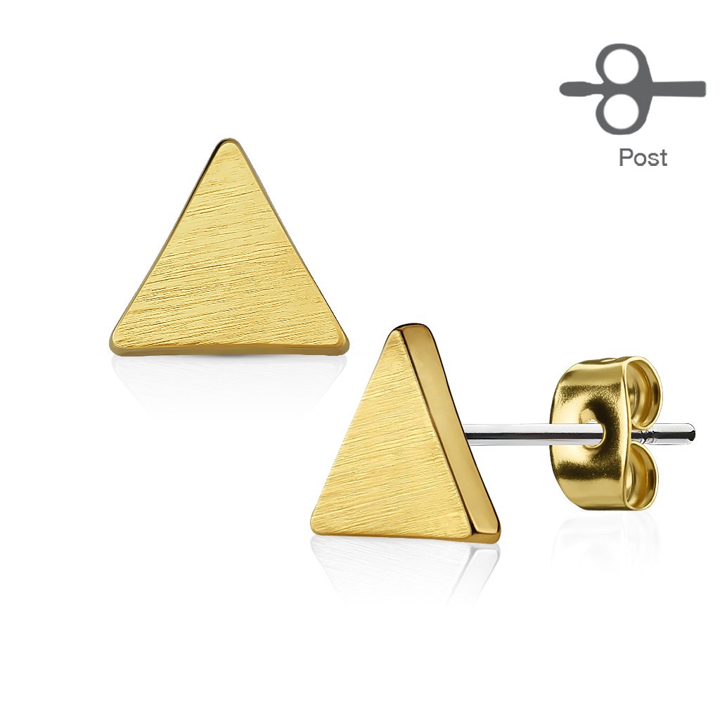 1 Paar Ohrringe Set Stecker Edelstahl Chirurgenstahl Dreieck gebürstet silber roségold gold